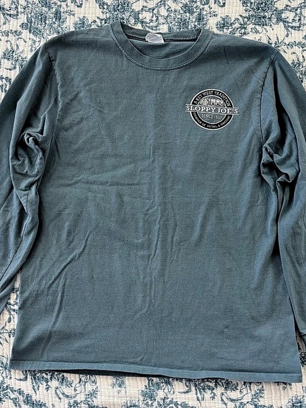 Port & Company Sloppy Joe's Key West Long Sleeve Graphic Tee Blue Medium